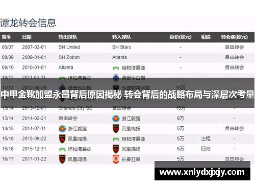 中甲金靴加盟永昌背后原因揭秘 转会背后的战略布局与深层次考量